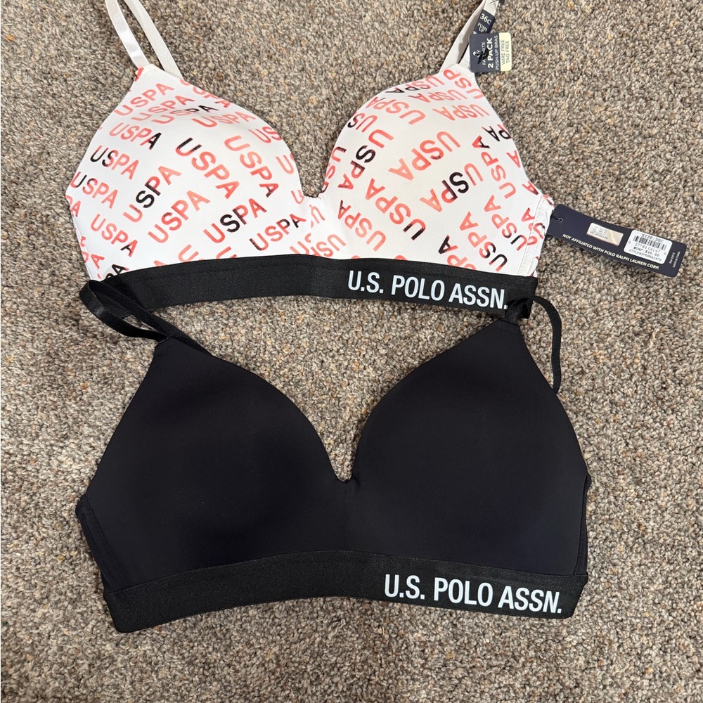 U.S. Polo Assn. Women's Black and White Bra Duo